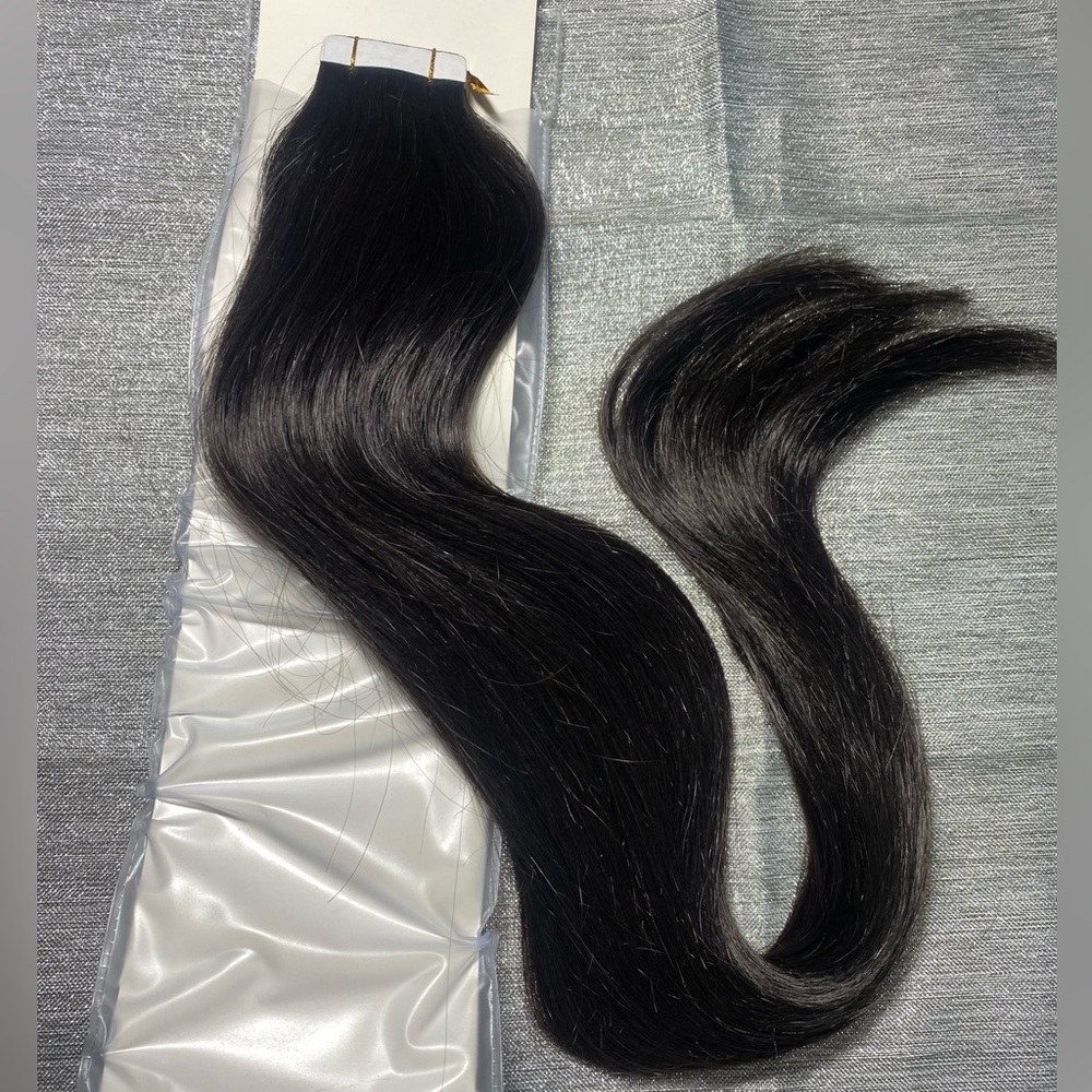 Barsdar 22 Inch Tape In Remy Human Hair Extensions #1B Natural Black 20pcs 50g